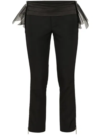 Dsquared2 Tulle-overlay Skinny Trousers In Black