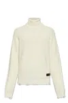 Dsquared2 Turtleneck Distressed Jumper In Bianco Sporco
