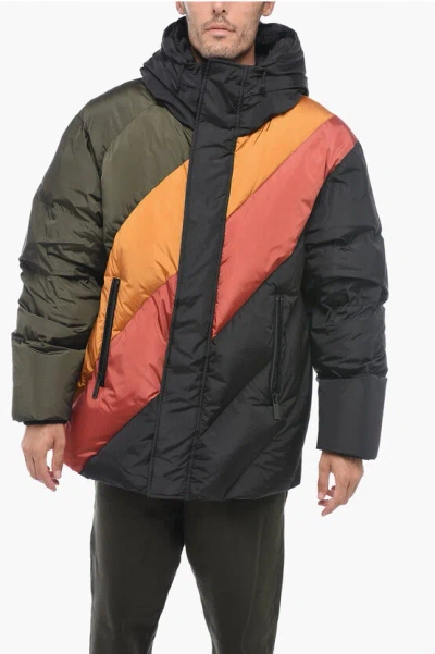 Dsquared2 Turtleneck Down Jacket With Hidden Placket In Multi