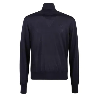 Dsquared2 Chest Logo Turtleneck Pullover In Blue