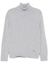 Dsquared2 Relaxed Fit Turtleneck Sweater With Ribbed Detail In Grey