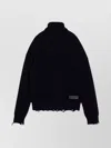 Dsquared2 Turtleneck Sweater Wool Distressed Hem In Black