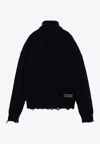 Dsquared2 Navy Blue Turtleneck Sweater In Wool In Blue