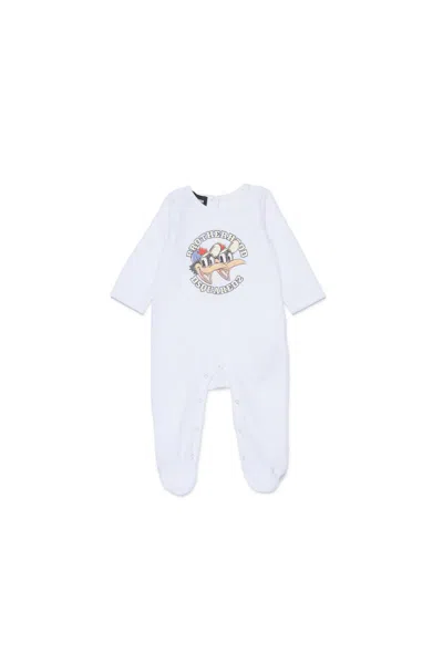 Dsquared2 One-piece Chenille Jumpsuit With Brotherhood Print In Blue