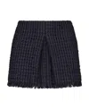 Dsquared2 Textured Fabric Fringe Hem Miniskirt With Front Slit In Black