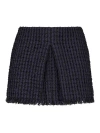 Dsquared2 Textured Fabric Fringe Hem Miniskirt With Front Slit In Dark Blue