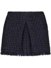 Dsquared2 Textured Fabric Fringe Hem Miniskirt With Front Slit In Navy Blue