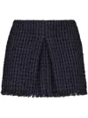 Dsquared2 Textured Fabric Fringe Hem Miniskirt With Front Slit In Navy Blue