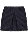 Dsquared2 Textured Fabric Fringe Hem Miniskirt With Front Slit In Navy Blue