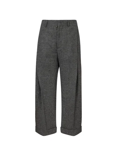 Dsquared2 Tweed2 Wide-pleat Pants In Gray