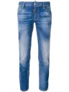 Dsquared2 Twiggy Medium And High Waist Cotton Jeans In Blue
