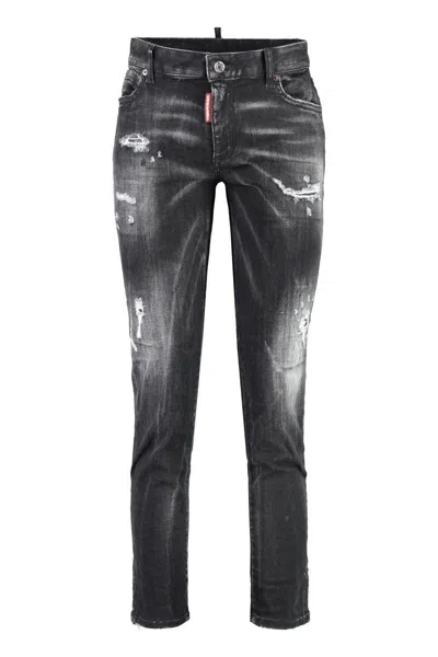 DSQUARED2 DSQUARED2 TWIGGY STRETCH COTTON CROPPED JEANS