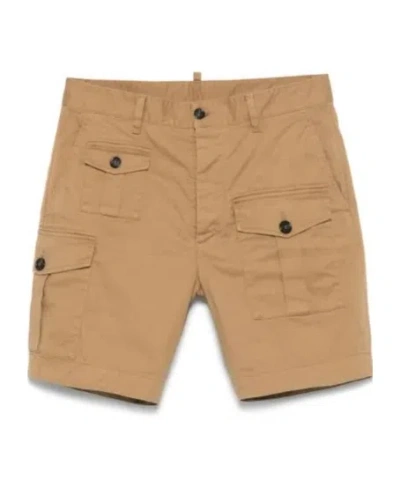 Dsquared2 Twill Cargo Shorts In Nude
