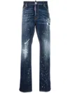 Dsquared2 Paint-splatter Straight-leg Jeans In Blue