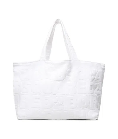 Dsquared2 Twin Beach Logo Shopping Bag White > Tote