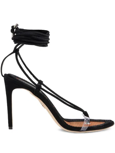 Dsquared2 Twin Heeled Tie Sandals In Black