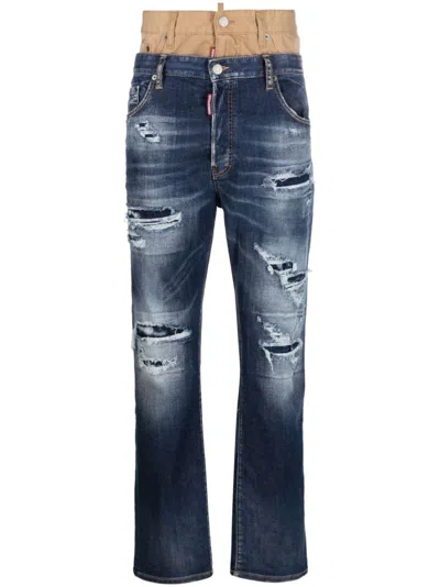 Dsquared2 Twin Pack Layered Loose Jeans In Blue