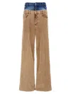 Dsquared2 Corduroy Dual Waistband Wide-leg Trousers In Brown