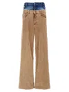 Dsquared2 Corduroy Dual Waistband Wide-leg Trousers In Brown