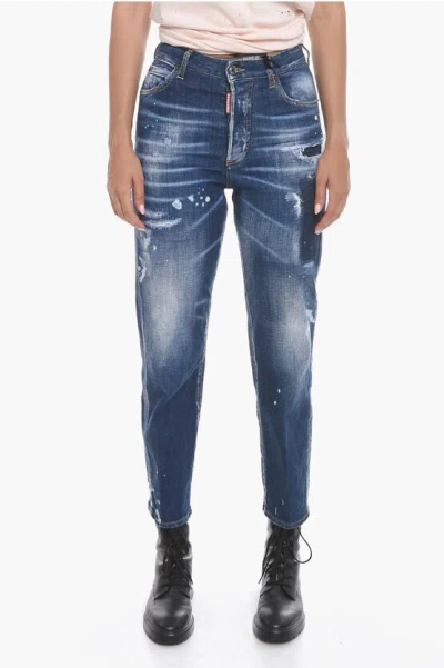 Dsquared2 Twinphony Sketch Effect Boston Fit Denims 18cm In Blue