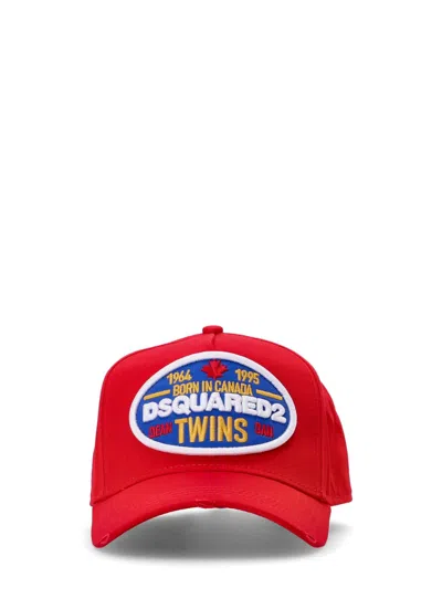 DSQUARED2 TWINS LOGO HAT WITH RED VISOR