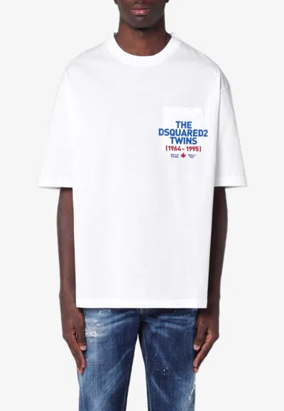 Dsquared2 Twins Logo Print Crewneck T-shirt In White