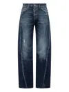 Dsquared2 Denim Blue Vintage Effect Wide Leg Jeans In Blue