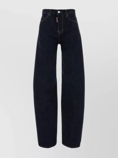 Dsquared2 Twisted Stretch Denim Trousers Pockets In Blue