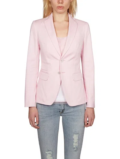 Dsquared2 Two Buttons Stretch Cotton Jacket In Pink