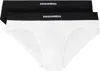 Dsquared2 Two-pack Black & White Stretch Cotton Briefs In 010 Black/white