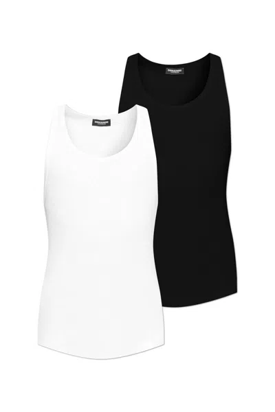 Dsquared2 Two-pack Logo Printed Tank Top In Black