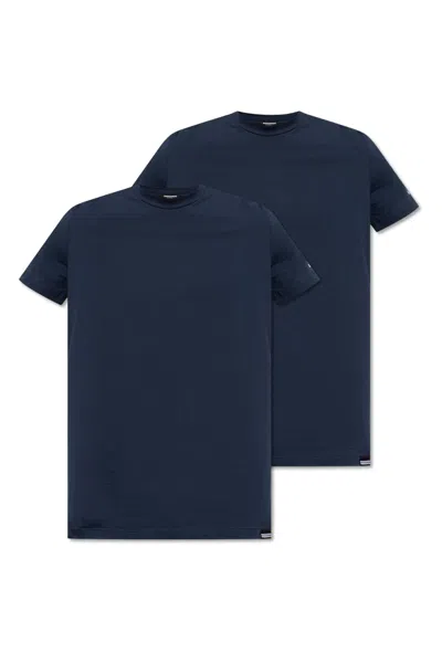 Dsquared2 Stretch-cotton Lounge T-shirts (pack Of Two) In Blue/white