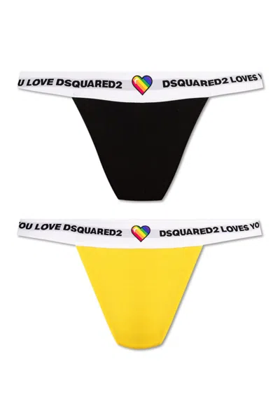 Dsquared2 Two Pieces Of Logo Underwear In Black