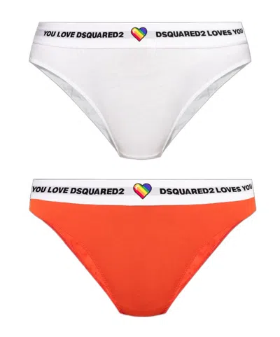 Dsquared2 Two Pieces Of Underwear With Logo In White