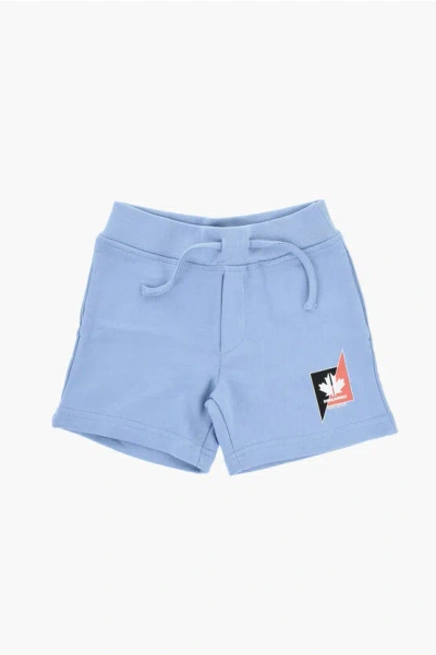 Dsquared2 Two-pocket Shorts With Printed Logo In Blue