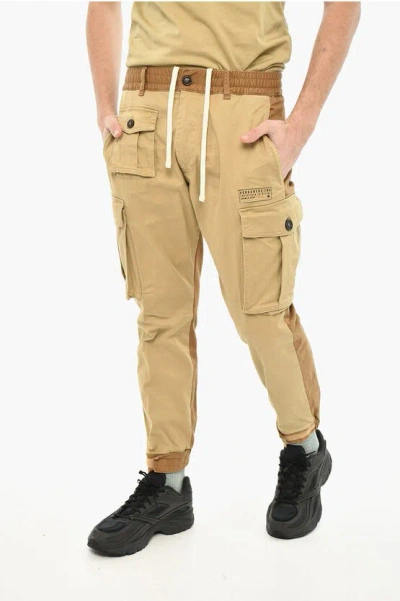 Dsquared2 Two-tone Cargo Pants With Drawstring Waist In Nude