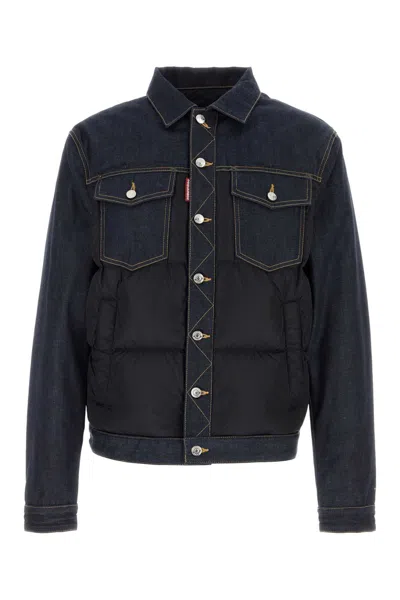 DSQUARED2 TWO-TONE DENIM AND POLYESTER DOWN JACKET