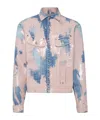 Dsquared2 Two-tone Distressed Denim Jacket In Light Pink/blue