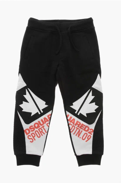 Dsquared2 Two-tone Joggers With Mesh Details In Black
