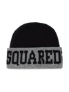 Dsquared2 Two-tone Logo-intarsia Beanie In Black