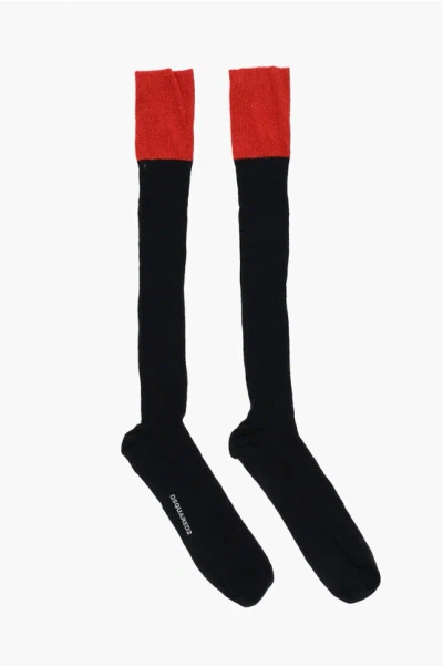 Dsquared2 Two-tone Long Socks With Lurex Detail
