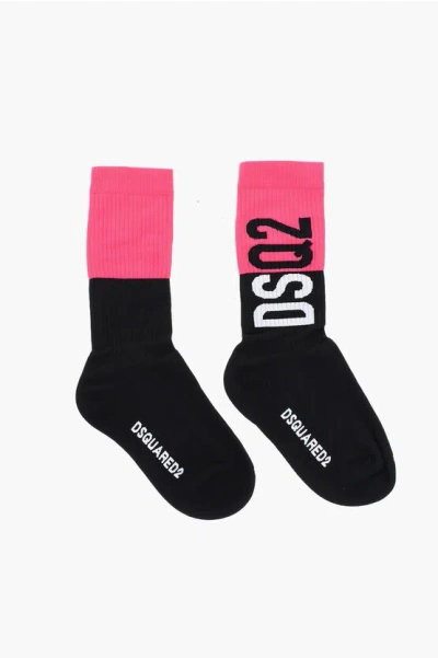 Dsquared2 Two-tone Long Socks With Monogram