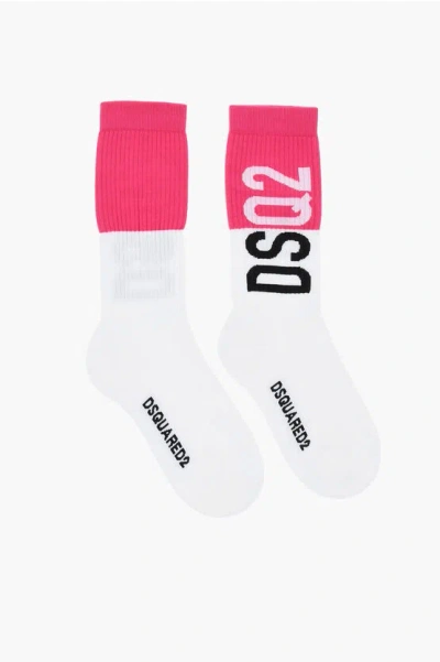Dsquared2 Two-tone Mid-crew Socks With Contrasting Logo Grösse 44-45