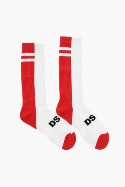 Dsquared2 Two-tone Ribbed Long Socks