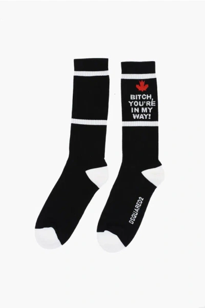 Dsquared2 Two-tone Ribbed Long Socks