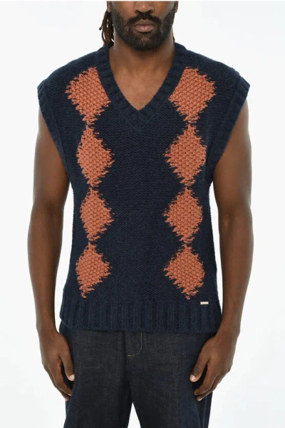 Dsquared2 Two-tone Sleeveless V-neck Sweater Grösse M