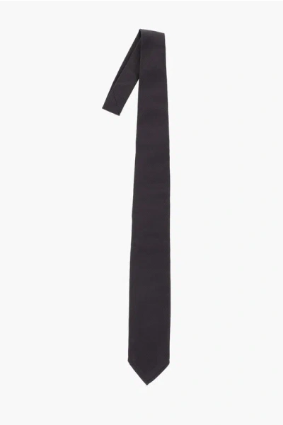 Dsquared2 Two-tone Striped Silk Tie In Black
