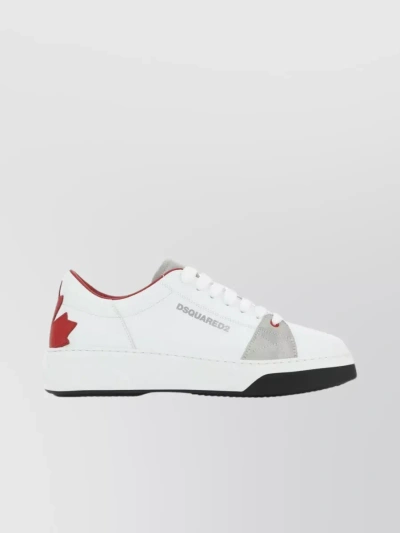 Dsquared2 Two-tone Style Leather Bumper Sneakers In White