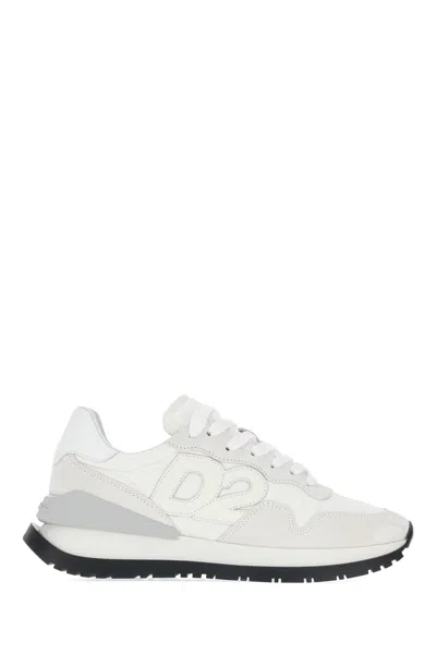 Dsquared2 Two-tone Suede And Nylon Running Sneakers In White