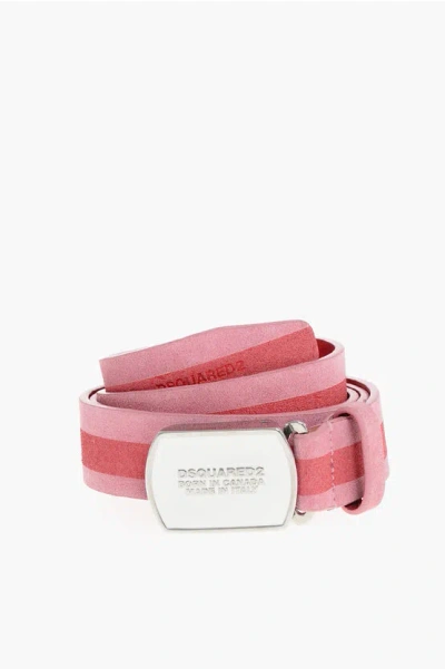 Dsquared2 Two-tone Suede Belt 30mm In Red